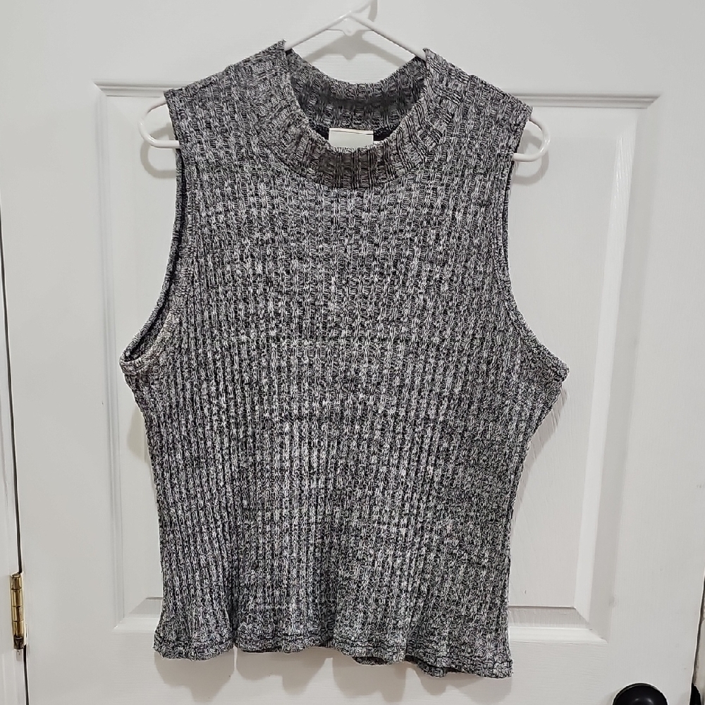 Mock Neck Charcoal Ribbed Tank Top